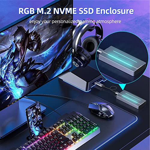 RGB M.2 NVME SSD Enclosure for Gaming-Grey