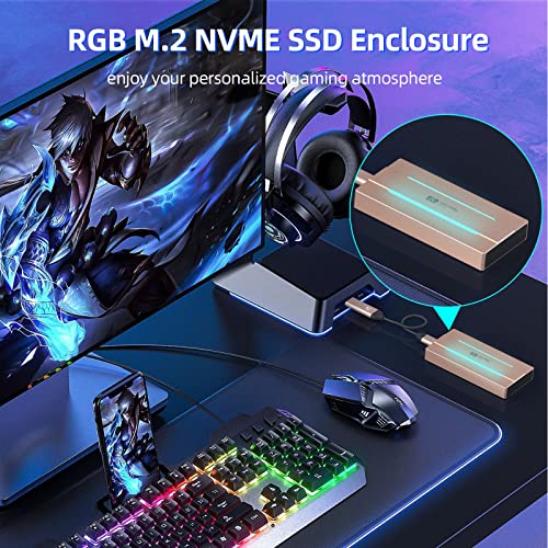 RGB M.2 NVME SSD Enclosure for Gaming, SANZANG USB 3.1 Gen 2(10